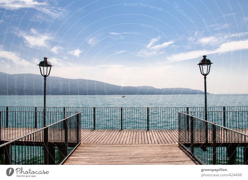 Bridge to happiness - Lago di Garda Aquatics Landscape Water Summer Beautiful weather Warmth Mountain Lakeside Beach Lake Garda Gargnano Italy Italian Port City