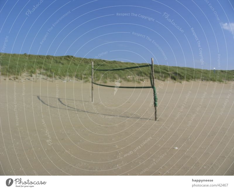wanna play? Beach Volleyball (sport) Blue Vacation & Travel Deserted Empty Playing field Sports Ball Sand Sky Sun