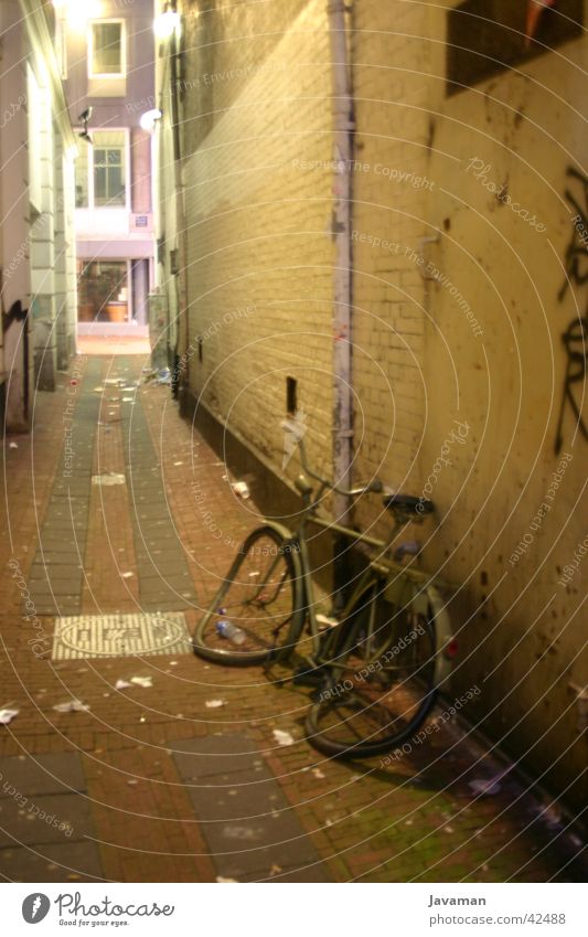 A bicycle in nowhere Amsterdam Night Bicycle Town Netherlands Forget Historic Logistics Dirty
