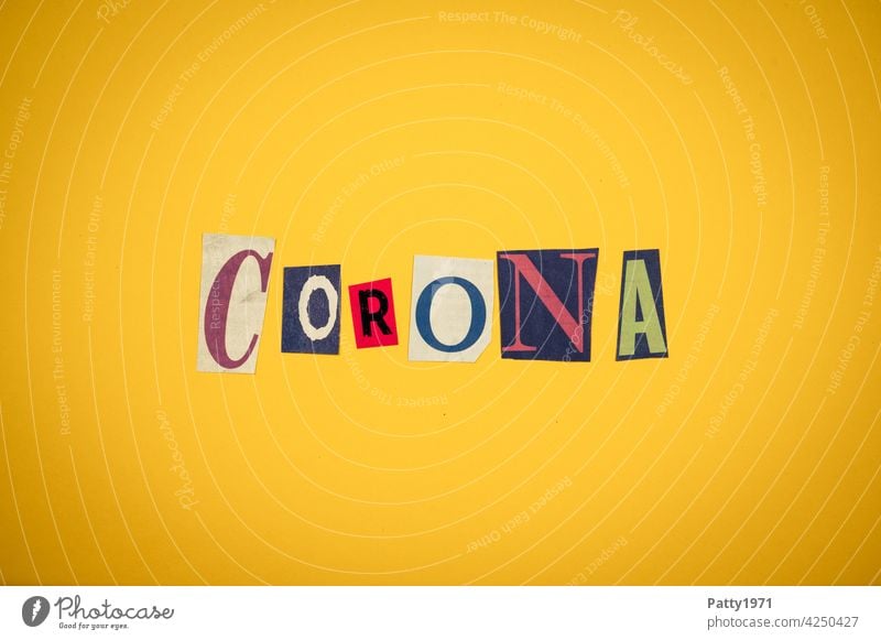 Corona thoughts| Cut out newspaper letters form the word Corona corona Virus pandemic Low-cut Corona virus COVID coronavirus Neutral Background Yellow Anonymous