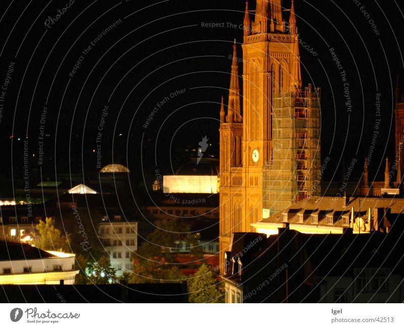 Wiesbaden at night Town Night Lighting Architecture Religion and faith Evening Review