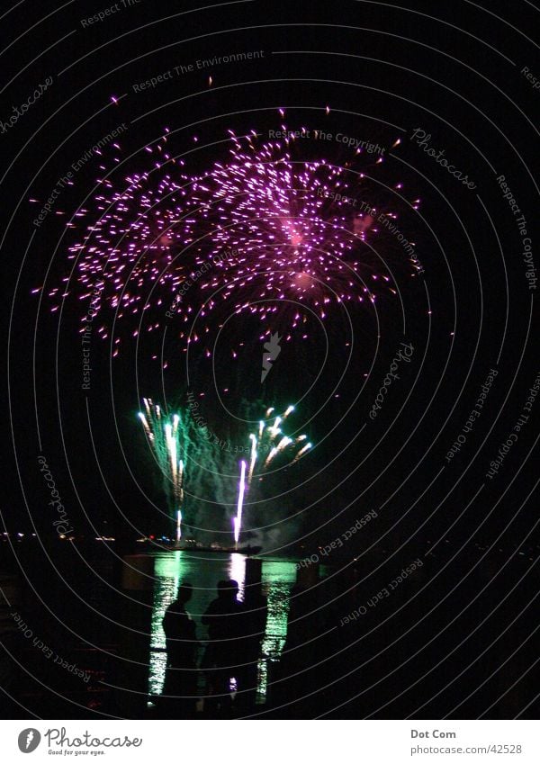 fireworks Green Pink Violet Light Leisure and hobbies Firecracker Night at the Sea Lake Constance Chinese fireworks