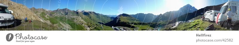 Col de Galibier 1 Tour de France Stage race Panorama (View) Alpine Mountain pano Sky Blue Vantage point Large Panorama (Format)