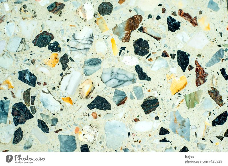 Stone floor made of mosaic stones Craft (trade) Old Historic Kitsch Trashy Blue Yellow Gray Green Black White Art Past Mosaic Ground Coating Old fashioned
