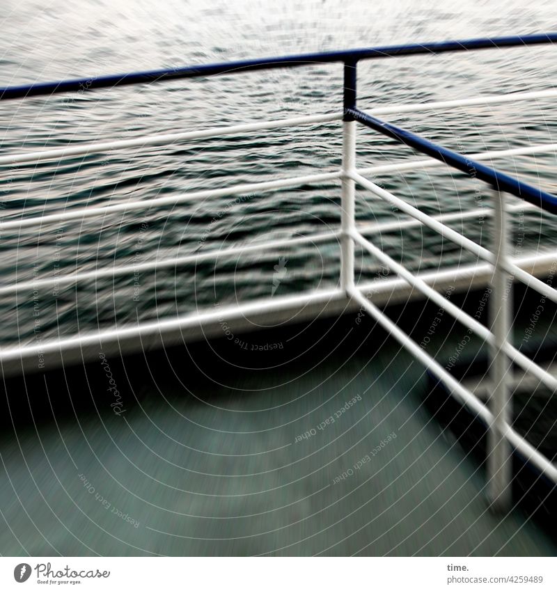 Wind over Deck | Stories from the Fence (100) Water Driving Speed Movement boat rail Metal Green Safety Protection travel Waves Back-light