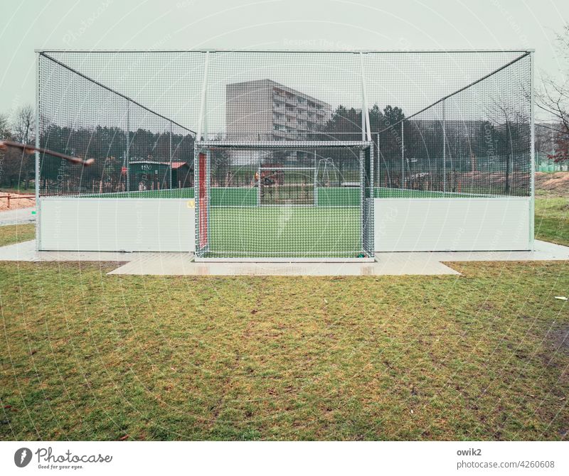 playground Sporting grounds Sporting Complex Football pitch Leisure and hobbies Deserted Ball sports Playing field Net Colour photo Exterior shot