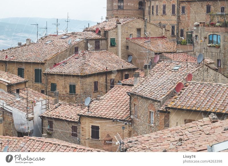 Above the rooftops of Tuscany Italy Village houses above the roofs outlook vacation holidays Bella Italia Vantage point Summer farsightedness Vacation voyage