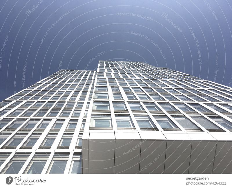 Sky-high perspective (2) High-rise Tall Blue White Architecture Facade Window Office building New building Town Modern Building Exterior shot Colour photo