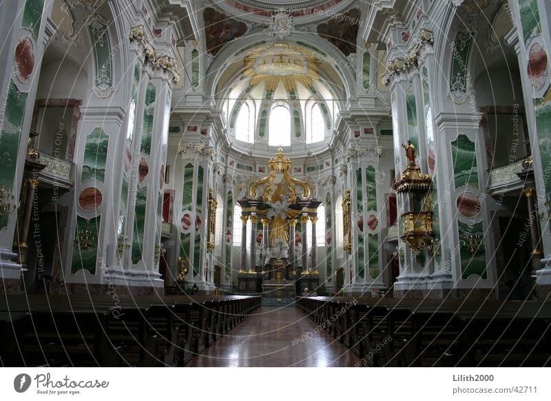 Jesuit Church in Mannheim Domed roof Altar Bench House of worship Jesuit church Electoral Palatinate Religion and faith