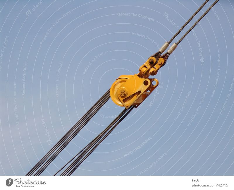 steel cables Steel Coil Yellow Things Wire cable Blue Sky Construction site