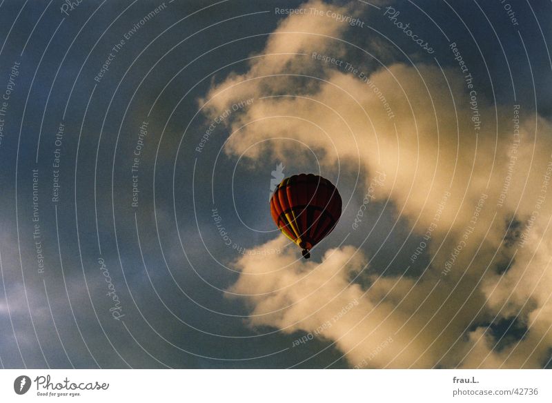 Balloon in the clouds Hot Air Balloon Clouds Glide Sky Aviation Evening Rain Sun Vacation & Travel
