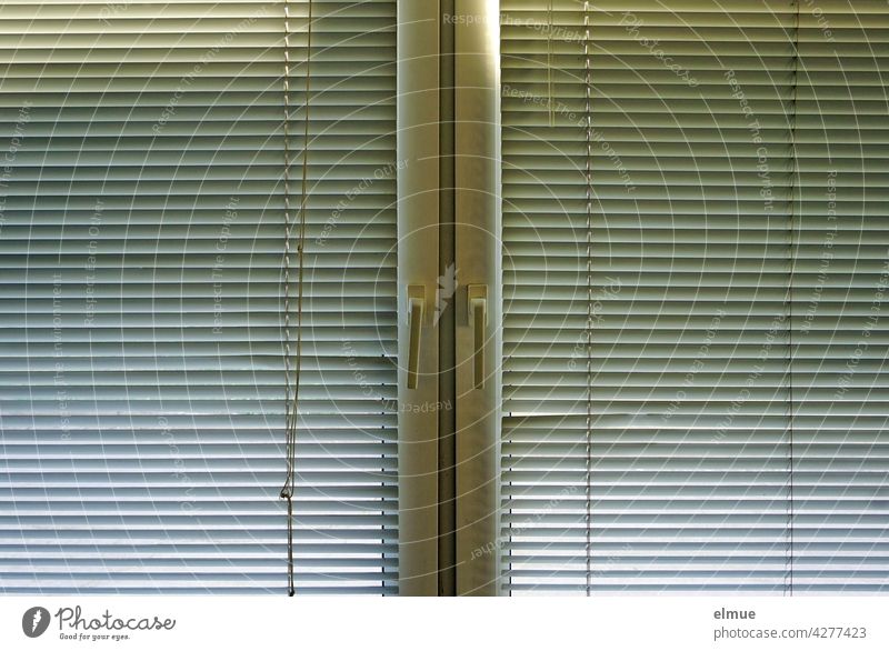 Double window from the inside to which two pleated metal blinds are attached / privacy / blackout Pleated blinds Venetian blinds Screening Window double windows