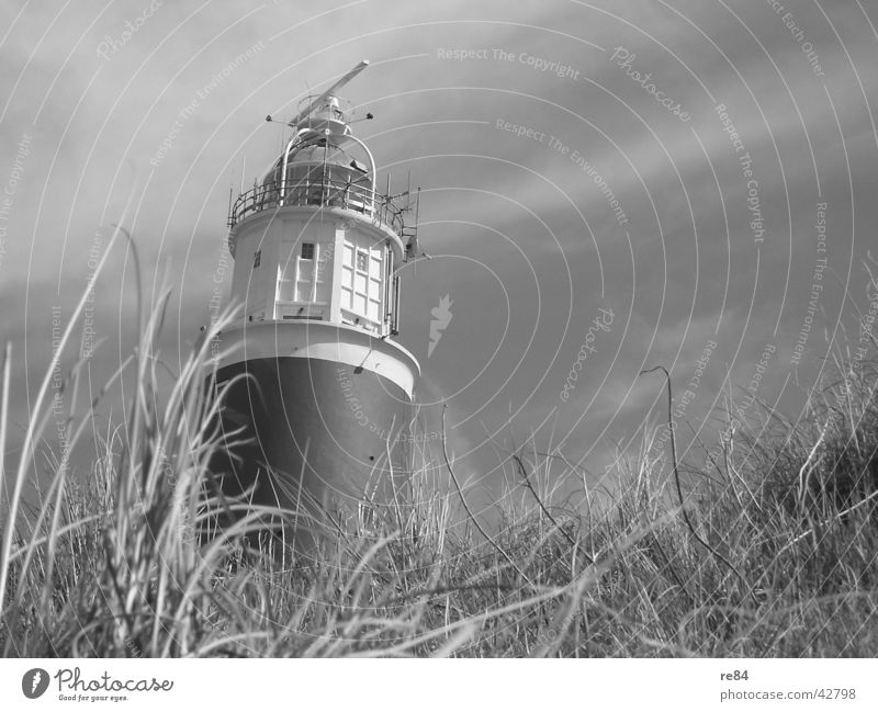 glow towers Netherlands Lighthouse Black White Gray Grass Clouds Architecture Tower North Sea Wind Beach dune Sky Texel