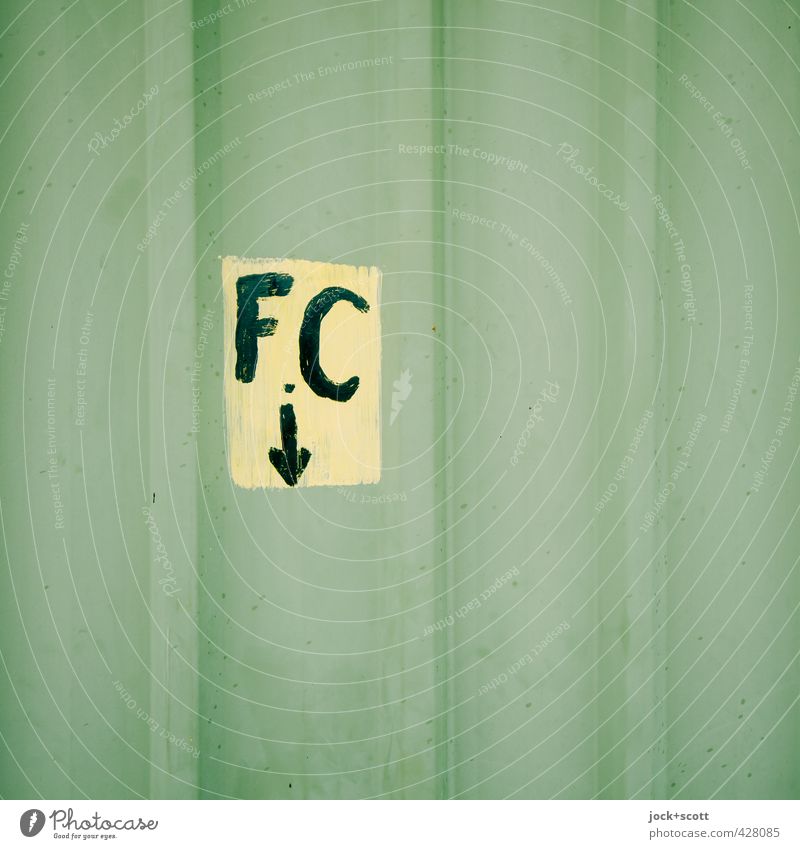 F.C down Street art Australia Metalware Signs and labeling Arrow Stripe Handwriting Letters (alphabet) Simple Near green Interest Mysterious Puzzle Clue Under