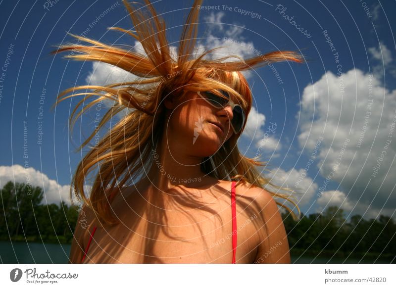 agent_fox Beach Strand of hair Woman Sun Sky Blue