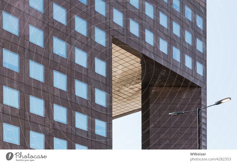 Boxes upon boxes - a modern building in the city centre Manmade structures Office building Modern Square square geometric Arranged Lantern Street Facade