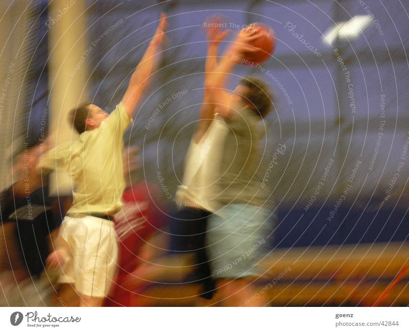 Shot it! Block Light Basketball Group streetball Warehouse rebound jump shot Throw Sports Movement match