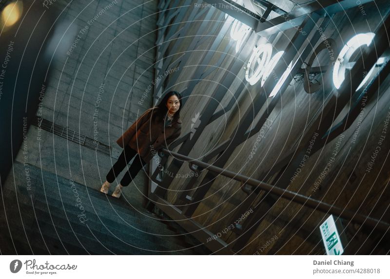 Girl Under The Staircase Looking Stairs staircase Portrait photograph portrait Portrait format girl young teen looking standing waiting interior exterior street