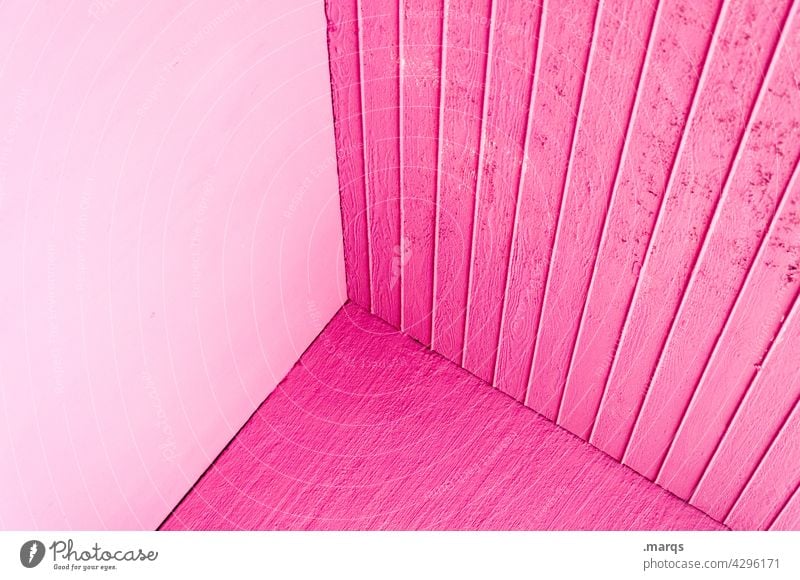 Concrete corner pink Minimalistic Corner Simple Abstract Geometry Structures and shapes Wall (building) Colour Illustration Concrete wall Sharp-edged Design