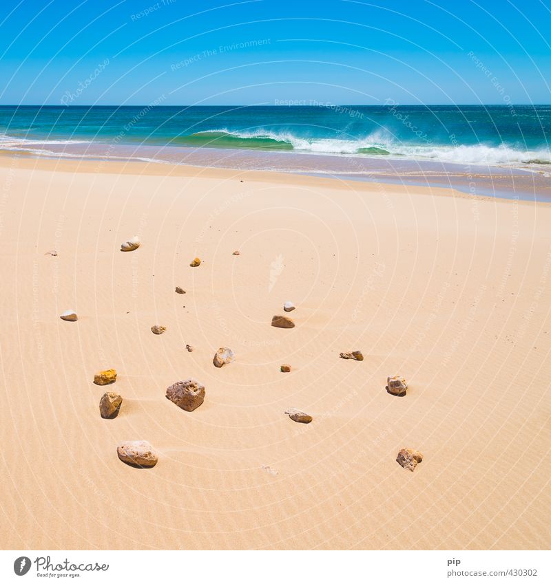 Built on sand Environment Nature Elements Sand Water Cloudless sky Horizon Summer Beautiful weather Wind Warmth Waves Coast Beach Ocean Blue Yellow Wanderlust