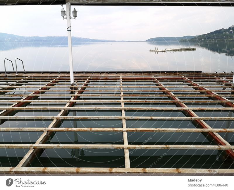 Floating terrace without bottom at the lake in Sapanca in the province of Adapazari in Turkey Lake Lakeside Water Body of water coast beach club Terrace Pontoon