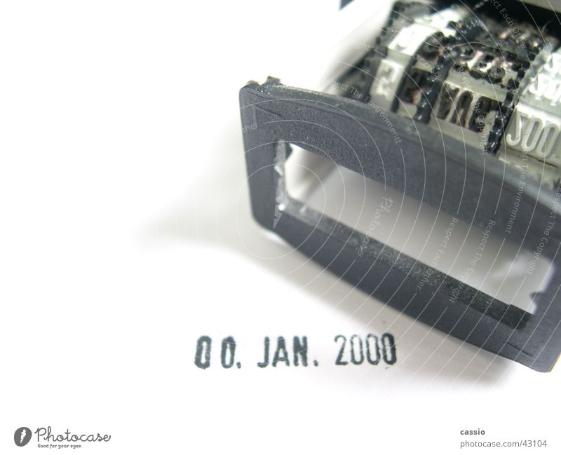 Loss of reality. Date 2,000 January Empty Date stamp Black White Pistil millenium Pressure