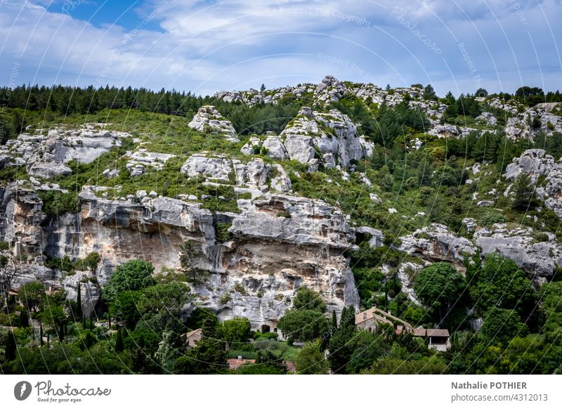 The surroundings of the village Les Baux de Provence, rocks and vegetation boulder hill nature copy space landscape Nature travel stone Landscape Hill Rock