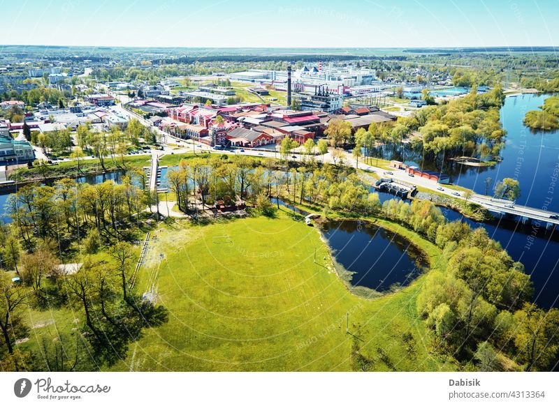 Aerial view of modern paper factory in the city plant town landscape manufacturing technology aerial aerial view architecture beautiful belarus building company