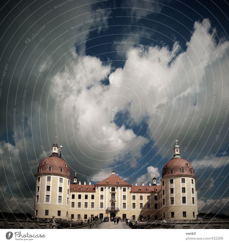 Resting in oneself Sky Clouds Horizon Climate Beautiful weather Castle Moritzburg castle Manmade structures Building Architecture Tourist Attraction Fat Large