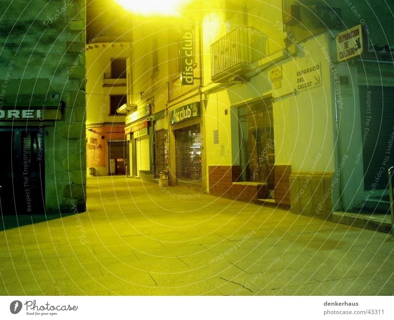 Alone in Spain Empty Light Play of colours Yellow Store premises Alley Places House (Residential Structure) Calm Architecture Street Loneliness