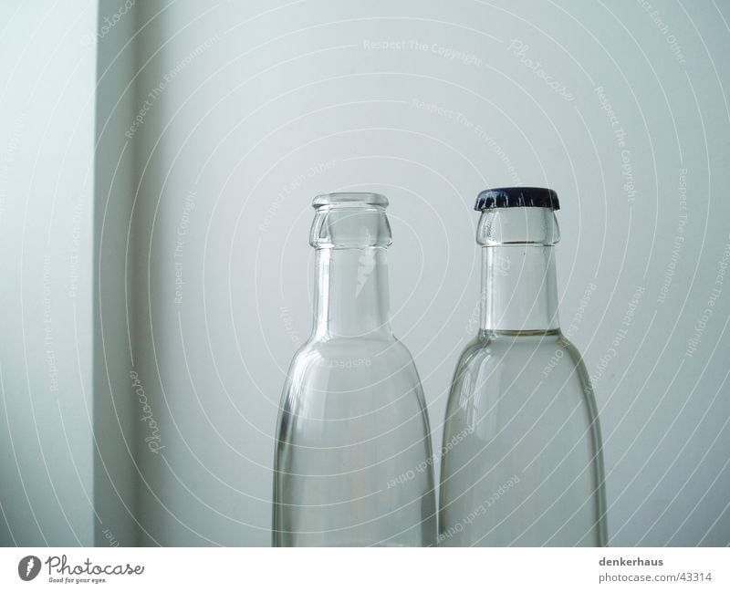 Empty bottle Transparent Wall (building) White Closed 2 Things Bottle Glass Closure Open Water Alcohol-fueled Difference Extra Deposit Exceptional