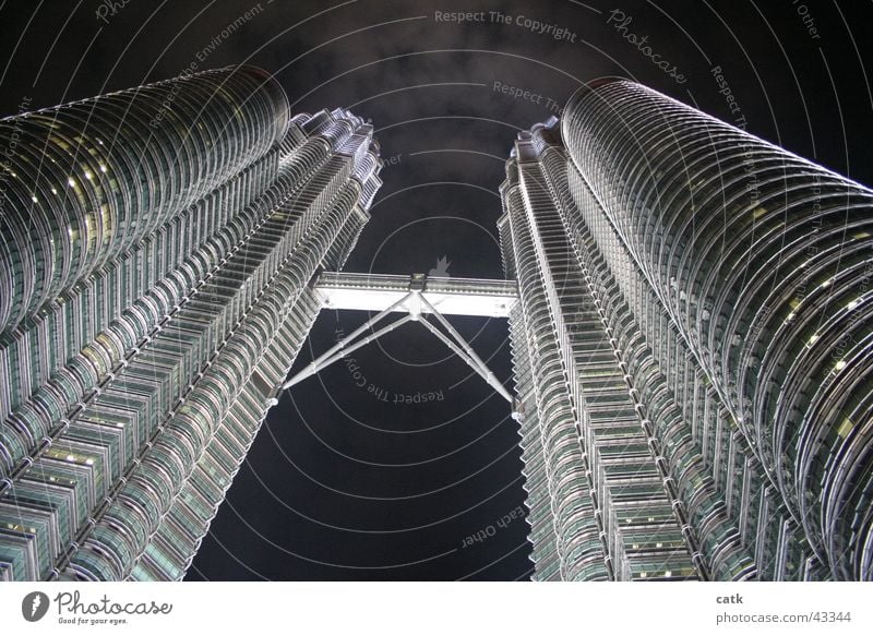 Petronas Twin Towers @ night Success Company Kuala Lumpur Malaya Asia High-rise Bank building Bridge Gate Manmade structures Building Architecture Facade