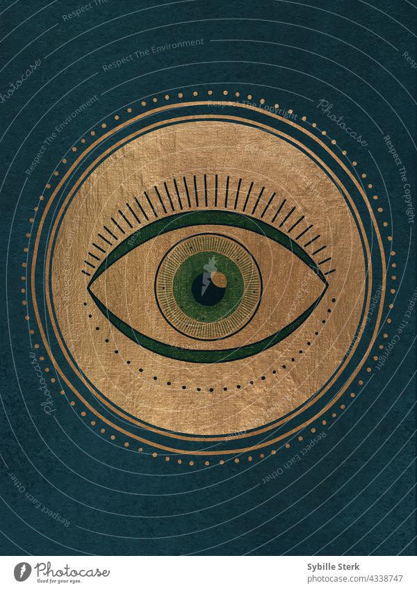 All seeing eye in gold and peacock blue stone masons symbol all seeing eye hieroglyph egypt magic fate symbology conceptual secrets conspiracy magical Mystery