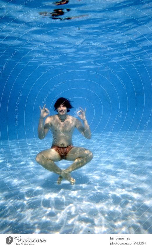 the Underwater Buddha Colour photo Underwater photo Copy Space top Copy Space bottom Morning Reflection Looking into the camera Hair and hairstyles Wellness