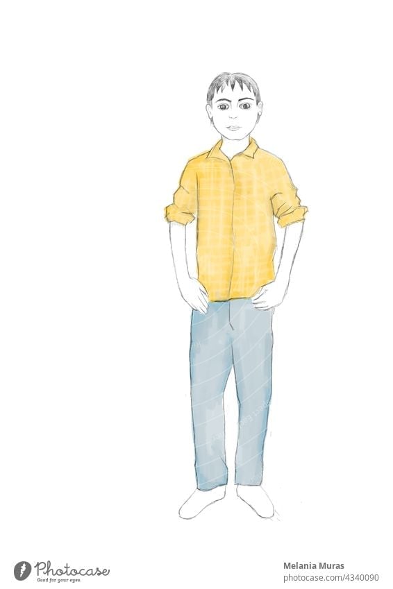 drawing of a little boy standing