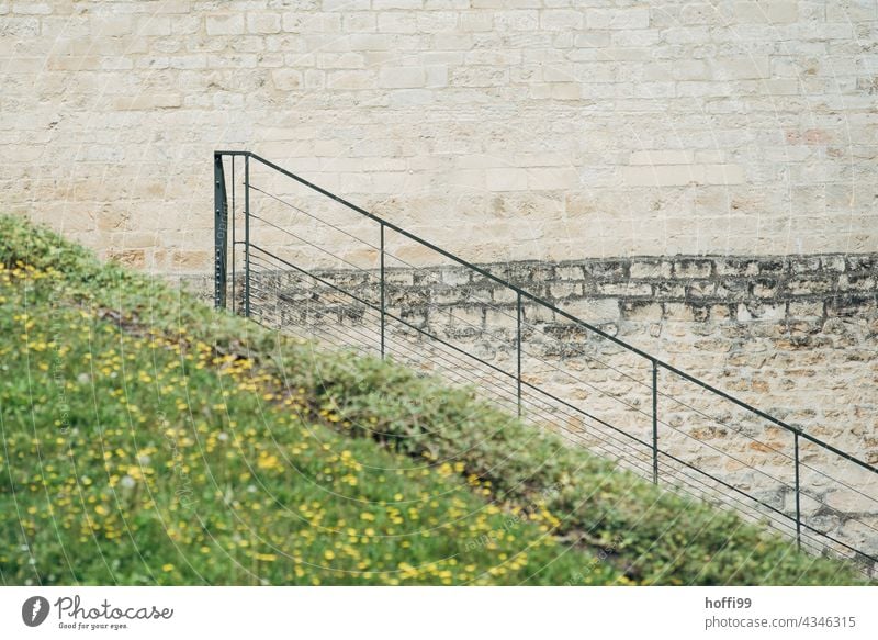 Teppen railings in front of the city wall Old town Historic Buildings Tracks track search Decline dilapidated building Architecture Manmade structures Facade
