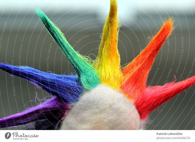 Rainbow Spikes Man Head csd LGBT Love punker Punk Headdress Crown hair youthful unlike protest Prismatic colors variegated detail Detail arm lesbian gay