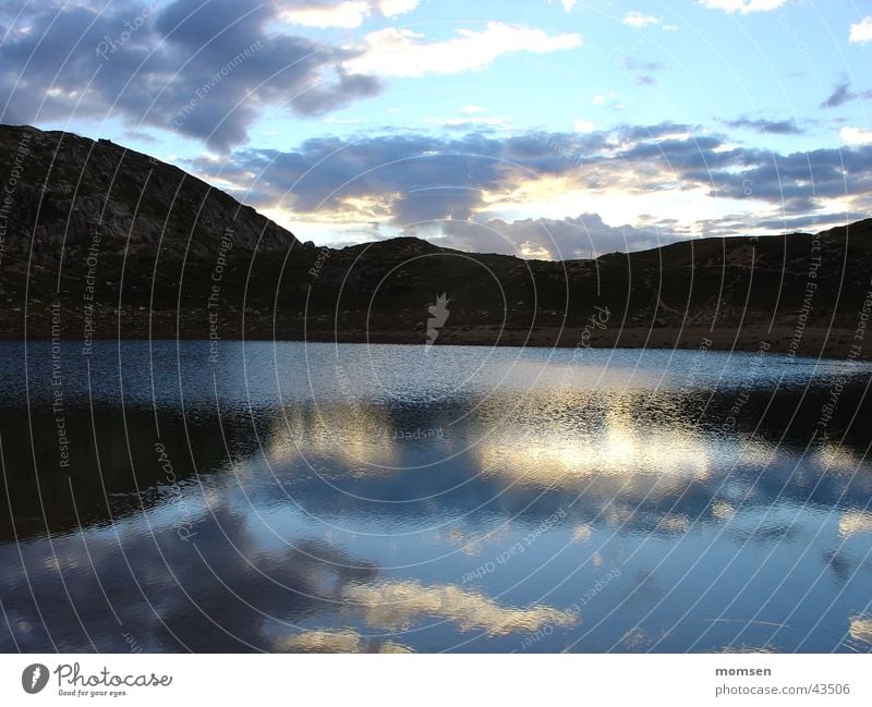 Bivacco del Civetta Lake Dolomites Mirror Reflection Clouds Sunset Mountain lake Glacier Peak Dusk Horizon Hill Calm Night civetta Evening Relaxation