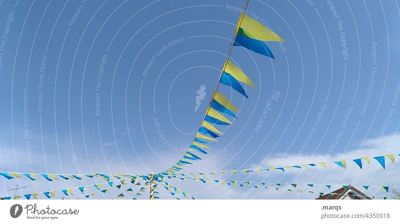 Pennant in blue and yellow celebrations decoration Sky pennant chain Blow Ukraine Beautiful weather Decoration Feasts & Celebrations Flag flag