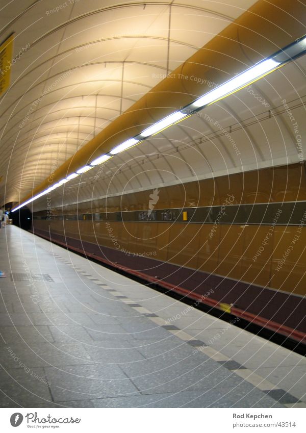 subway Underground Tunnel Artificial light Platform Subsoil Prague Transport Station Placed