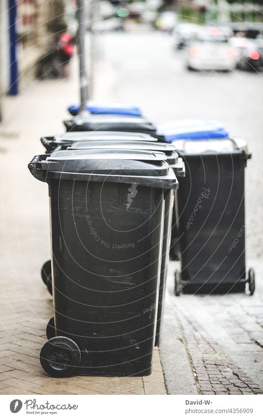 Dumpsters at the roadside Waste bins Roadside Trash Waste management Dispose of Arrangement Throw away waste Town Environmental protection dustbin