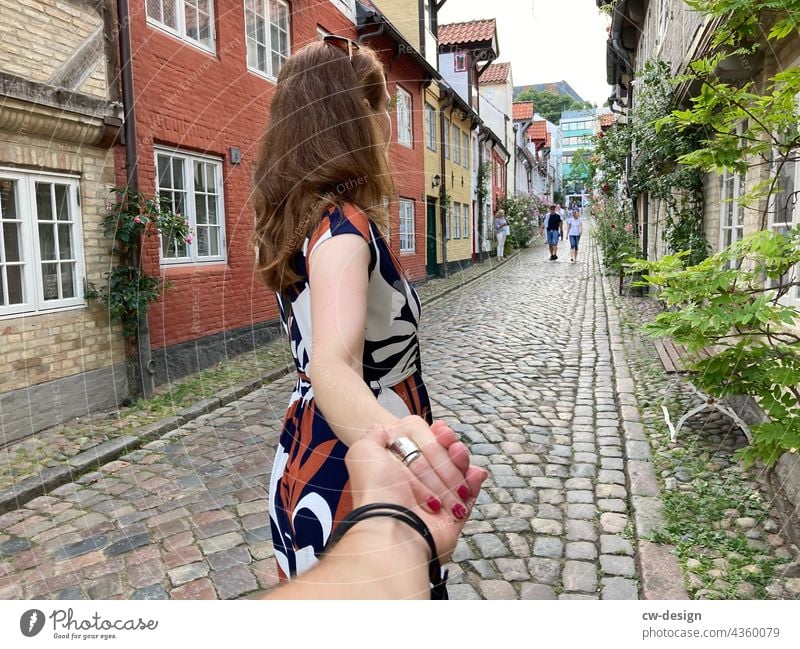 Hand in hand in Flensburg hold hands Together Couple Love Wife Lovers