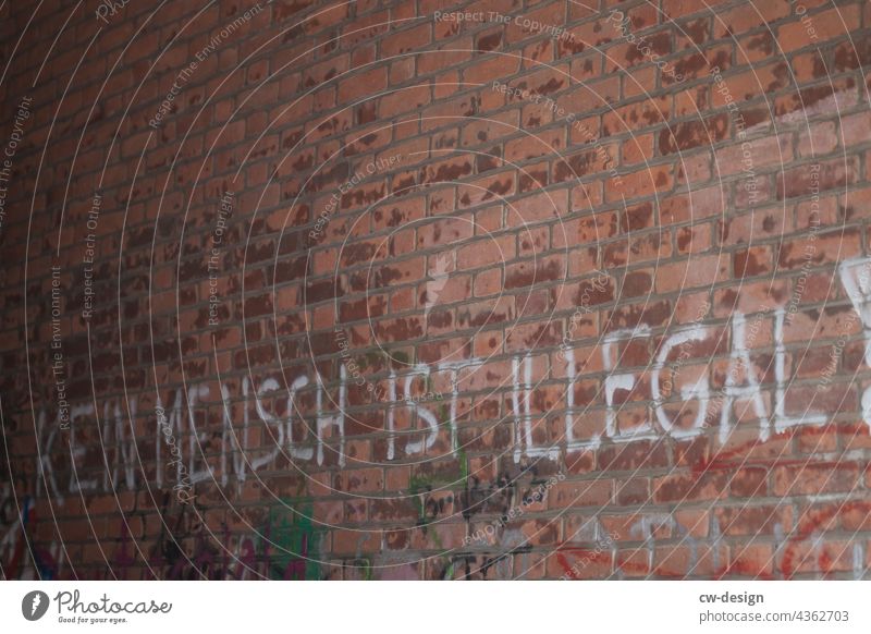 NO HUMAN BEING ILLEGAL - drawn & painted people Human being Graffiti illicit Characters Letters (alphabet) Exterior shot Youth culture Deserted Street art