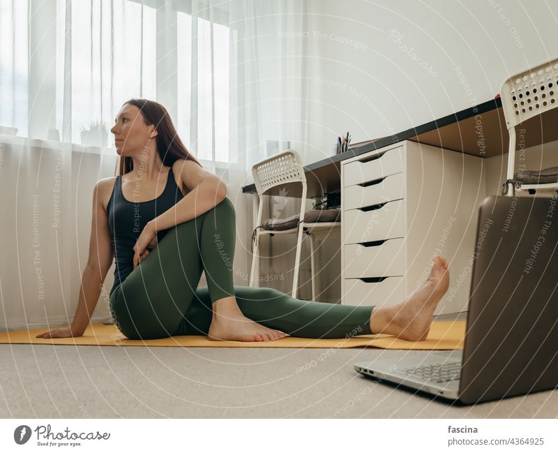 Female Feet on Yoga Mat at Home Stock Photo - Image of lifestyle