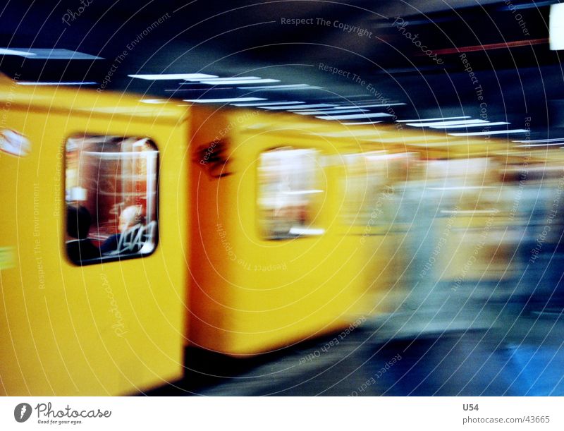 hustle and bustle Underground Rush hour Stress Obscure jealous jostle lone fighter Miss out Ski-run Motion blur Yellow Slice Train window