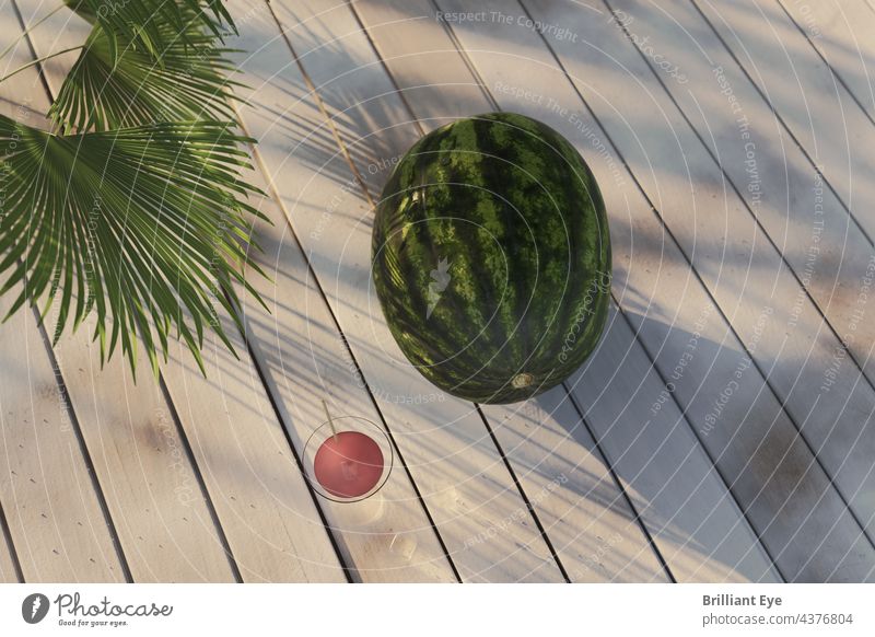 Watermelon on white boards in the evening sunlight Decoration concept Above fruits wooden Summertime Garden Wood Raw Nature Tropical Melon Plank Vegetable