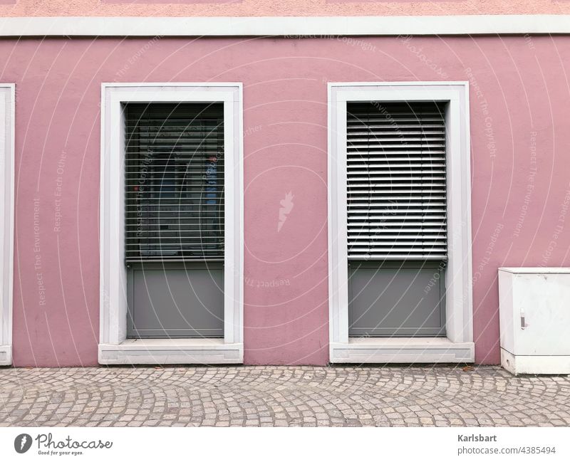 half-open Window Street Building Architecture Facade House (Residential Structure) Wall (building) City Exterior structure colourful Venetian blinds urban