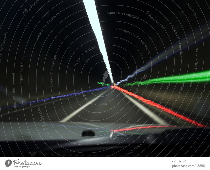 electric tunnel Tunnel Motion blur Red Green Windscreen wiper Emergency exit Transport Black & white photo