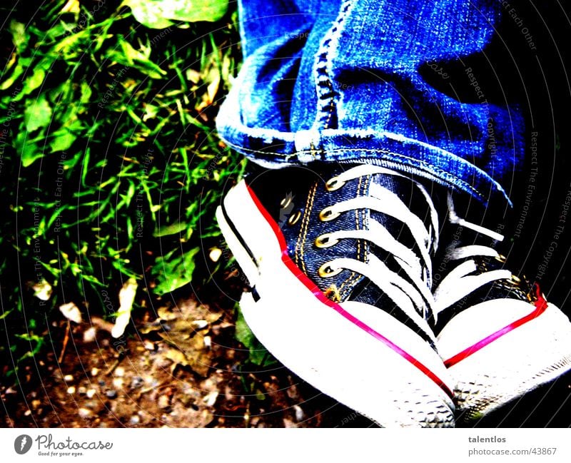 sitting down here Footwear Meadow Grass Green Pants Photographic technology Jeans Blue Sit Legs