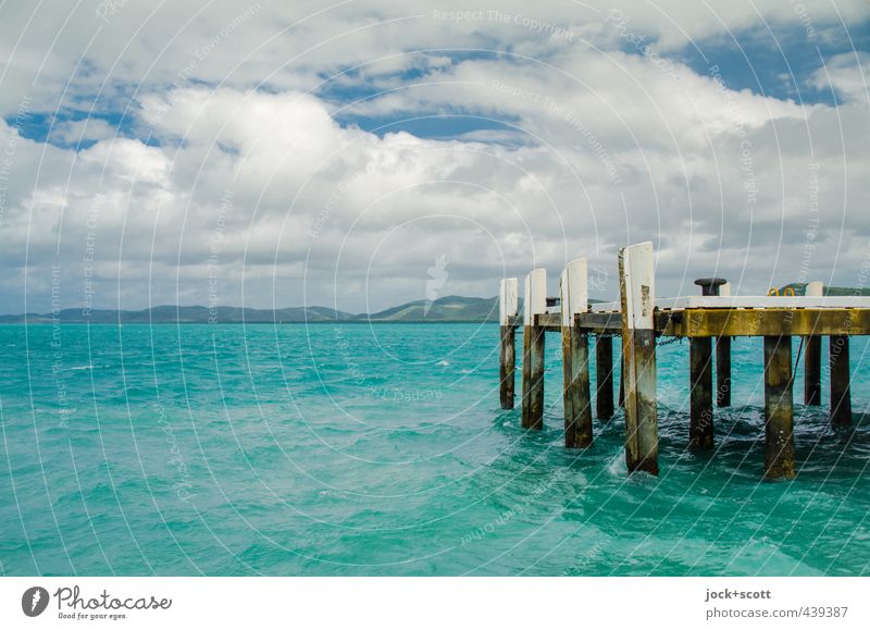 Berth Thursday Island Far-off places Beautiful weather Ocean Pacific Ocean Jetty Navigation Harbour Exotic Warmth Turquoise Moody Freedom Horizon Environment